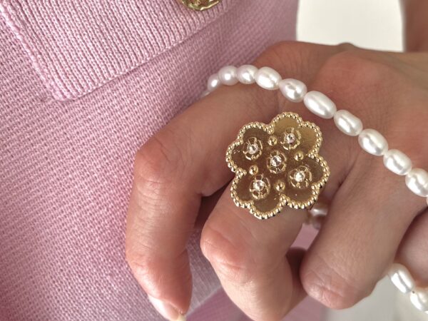 Bague design & raffiné plaqué or et cristal