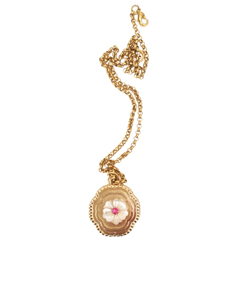 Collier femme fleur nacre
