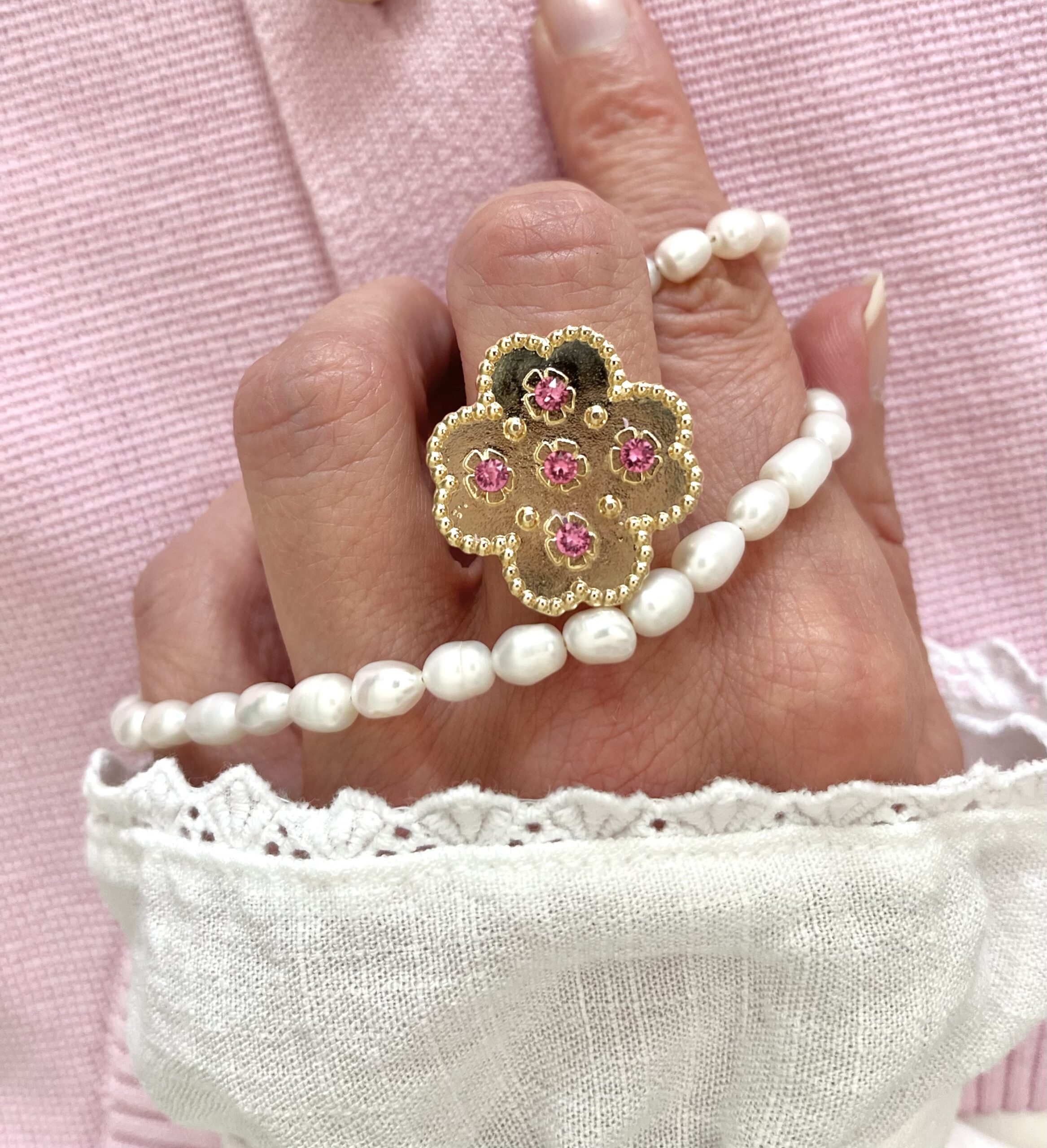 Bague design perles cristal – Image 3