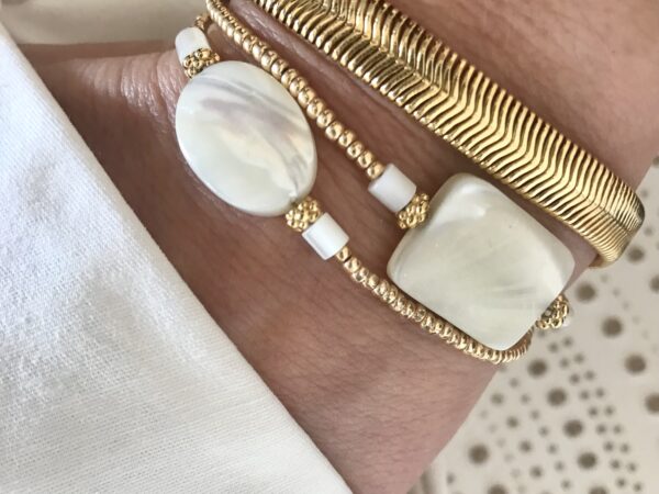 Bracelet en nacre blanche