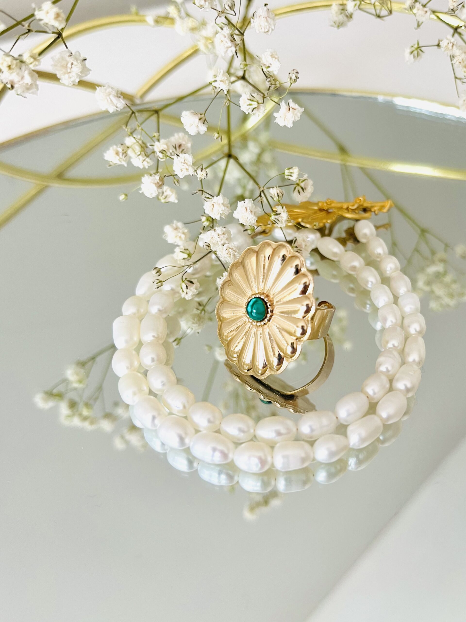 Bague perle lumineuse