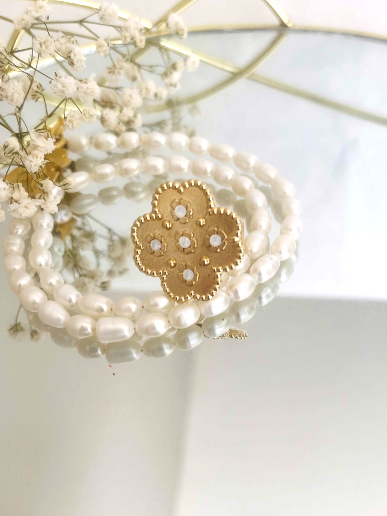 Bague design perles cristal