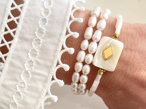 Bracelet réglable perles nacre nayrelle