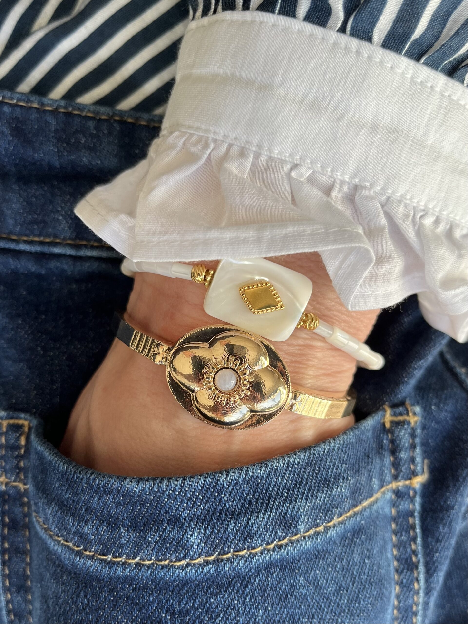 Bracelet chic & sa perle agate lumineuse